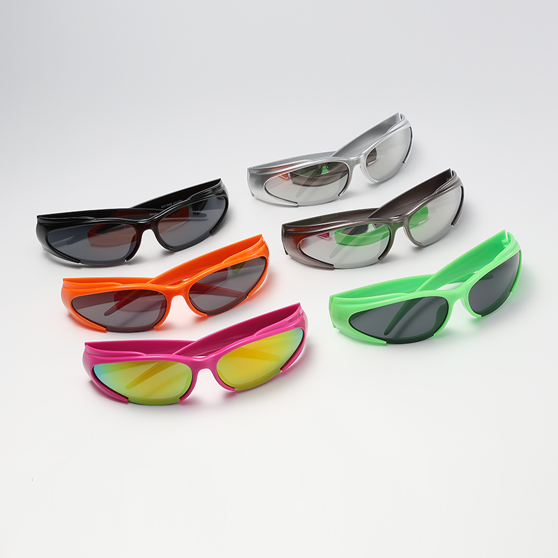 Cycling In City - Okulary ochronne Y2K Srebrne okulary przeciwsłoneczne