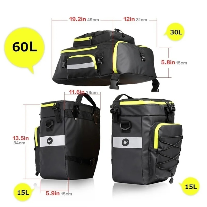 60L 3 w 1 do roweru szosowego  – Panniers Waterproof Rear recenzja i cena